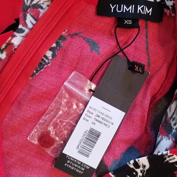 Yumi Kim NWT Shore Thing Tango Red Black Floral Mini Plunge Dress XS MSRP $238 - Picture 5 of 14